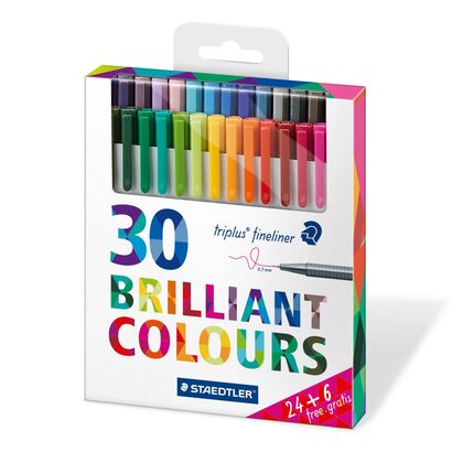 triplus® fineliner 334 - Triangular fineliner Cardboard box containing 30 triplus fineliner in assorted colours, 24 + 6 promotion