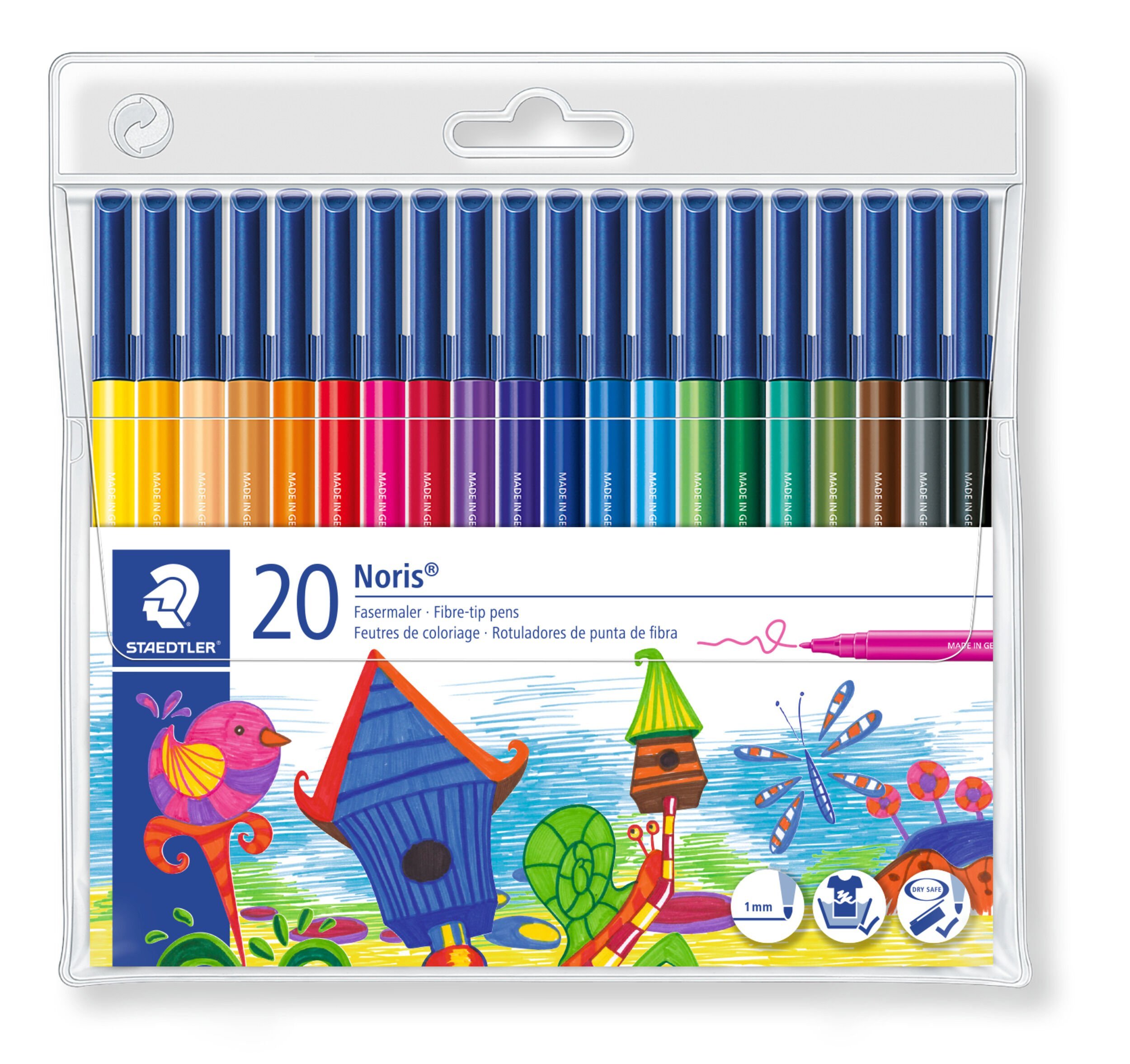 20 Fibre Felt Tip Colouring Pens Assorted Colours Kid Painting Sketching Artwork 