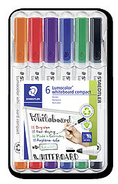 STAEDTLER box containing 6 Lumocolor whiteboard compact in assorted colours