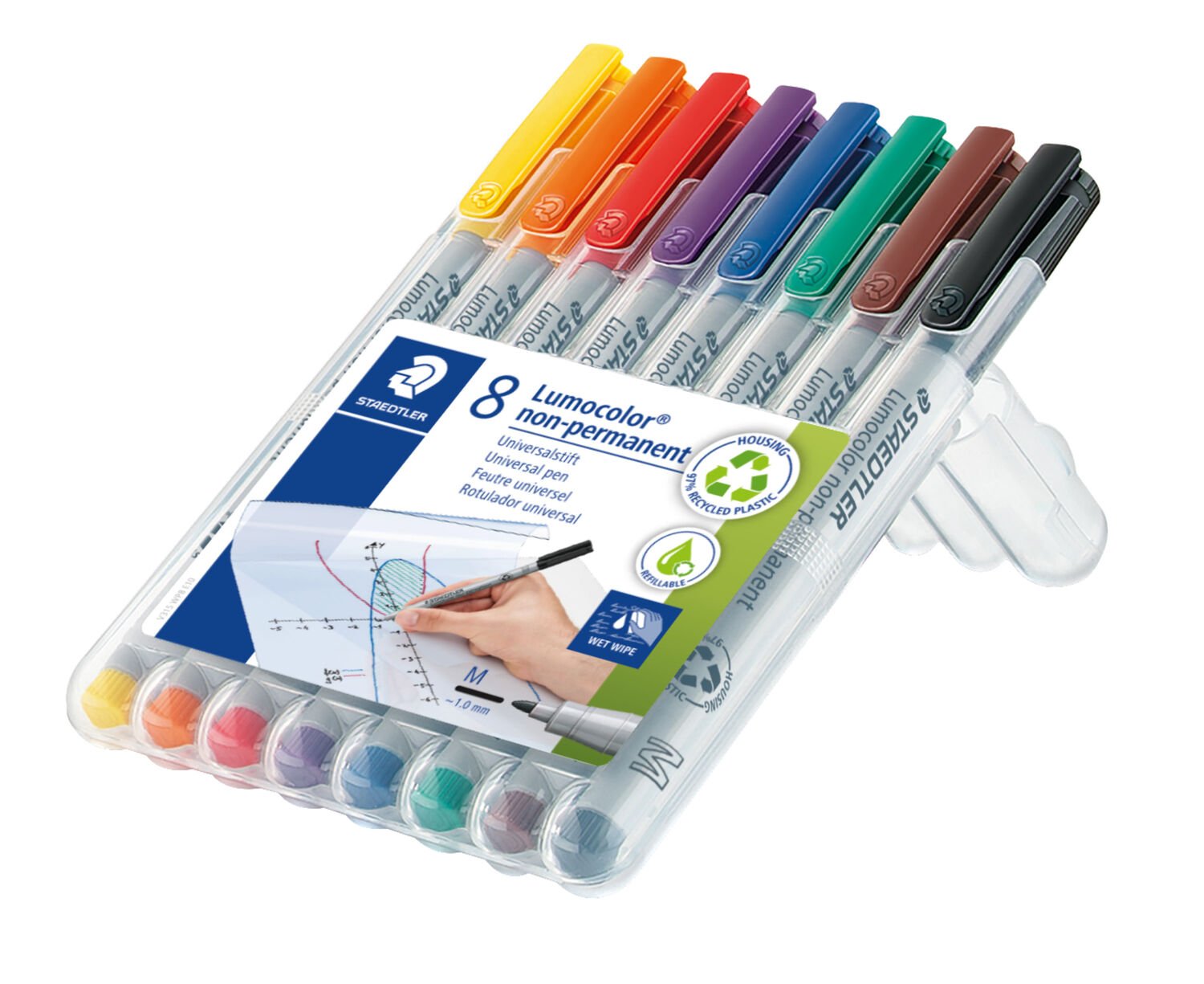 Lumocolor® non-permanent pen 315 - Non-permanent universal pen M STAEDTLER box containing 8 Lumocolor non-permanent in assorted colours
