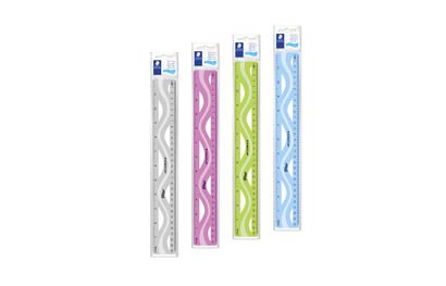 Polybag containing flexible rulers 6 x each colour blue, green, violet, transparent