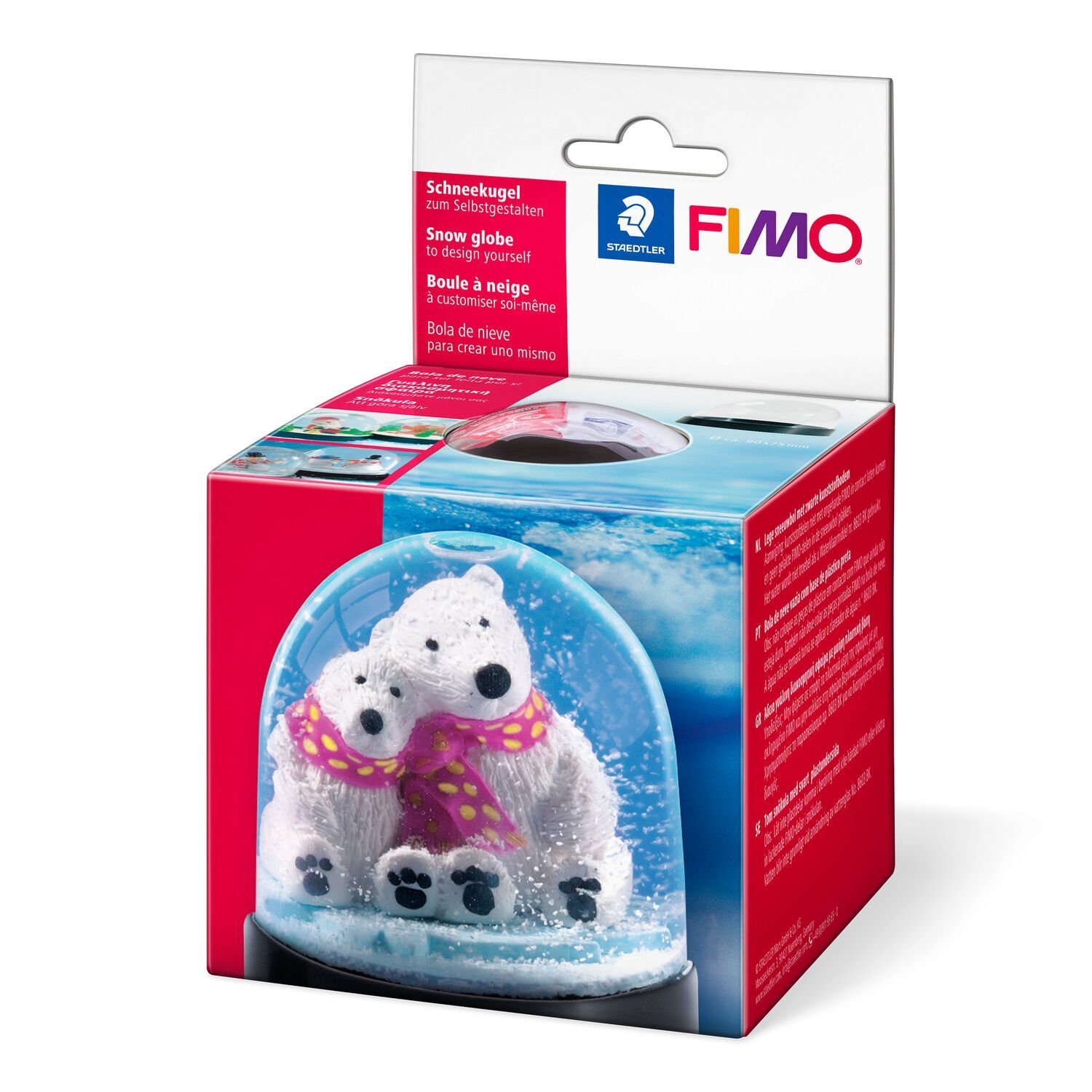 Cardboard box with 1 snow globe (round), Dimension: approx. 86 x 75 mm, detailed instructions