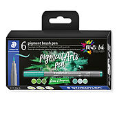 Kartonetui mit 6 pigment brush pen in sortierten Farben