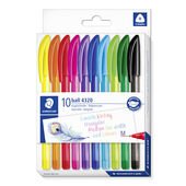 STAEDTLER® ball 4320 M Cardboard box containing 10 ballpoint pens in assorted writing colours, line width M