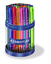Counter display containing 50 ball point pens in assorted writing colours, line width M