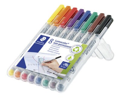 STAEDTLER box con 8 rotuladores Lumocolor no permanentes de varios colores