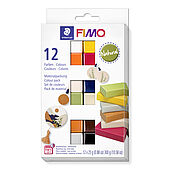 Materialpackung "Natural Colours" im Kartonetui mit 12 Halbblöcken (sortierte Farben), Gebrauchsanleitung