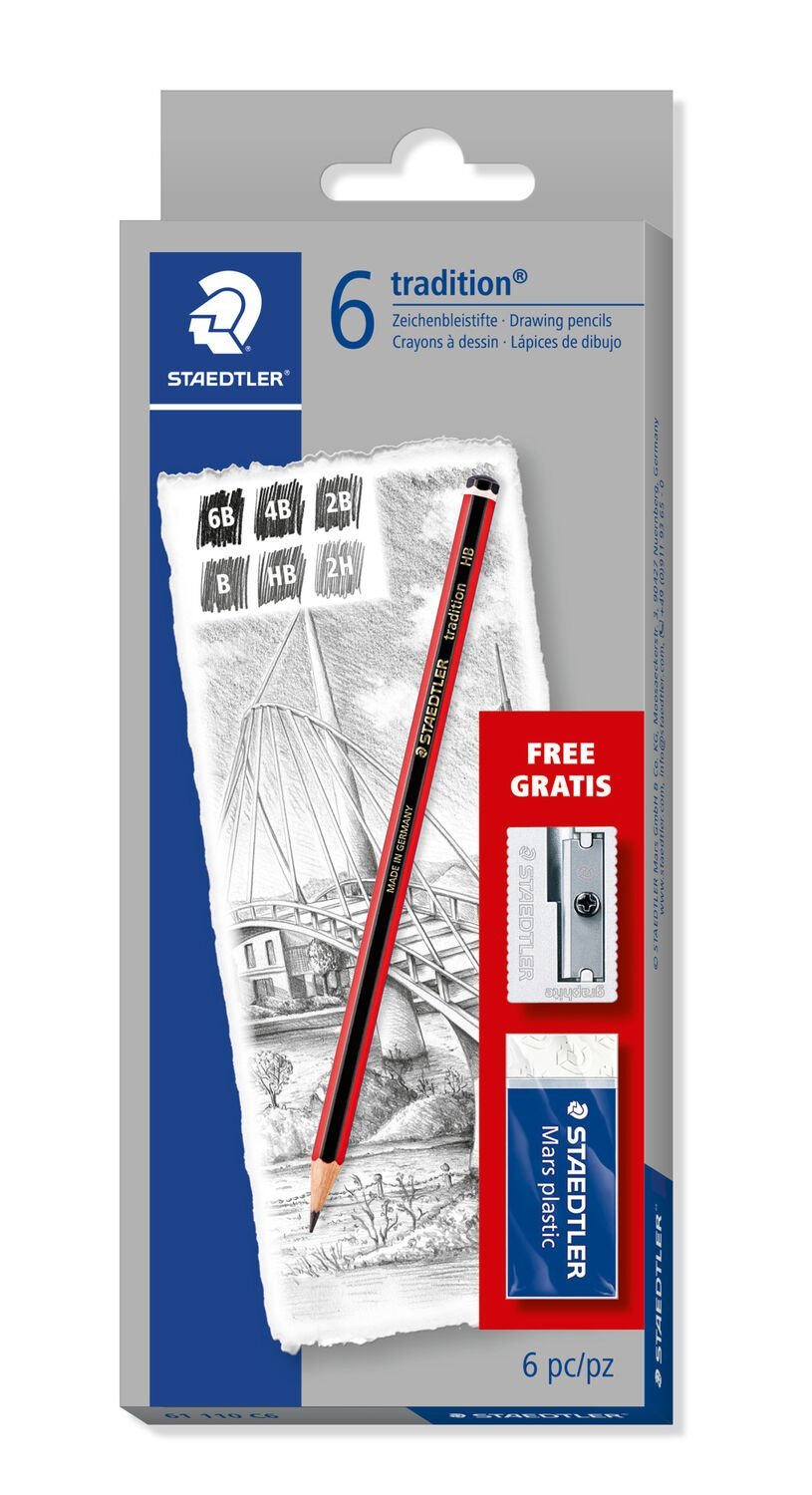 STAEDTLER TRADITION DRAWING PENCILS BOX OF 12 TRADITION PENCILS