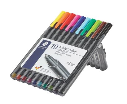Boîte STAEDTLER contenant 10 crayons triplus roller aux couleurs assorties