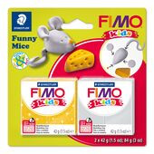 FIMO® kids 8035 Set 'Funny Mice' on blistercard Content: 2 blocks á 42 g (glitter gold, grey), instructions