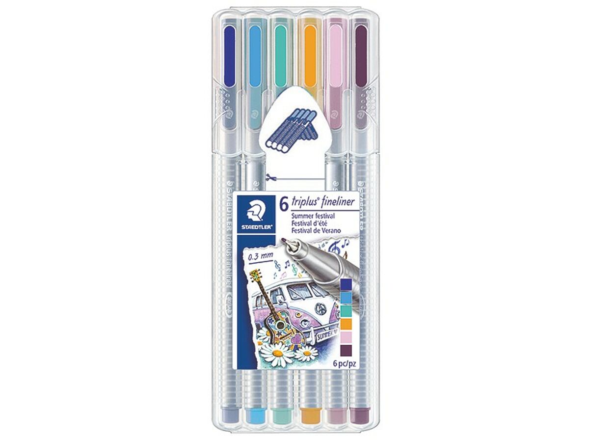 Staedtler Triplus Fineliner Pens - Set of 6 Summer Festival Colors