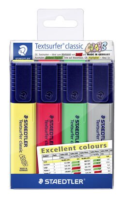 Wallet containing 4 Textsurfer classic, new range "Excellent colours"