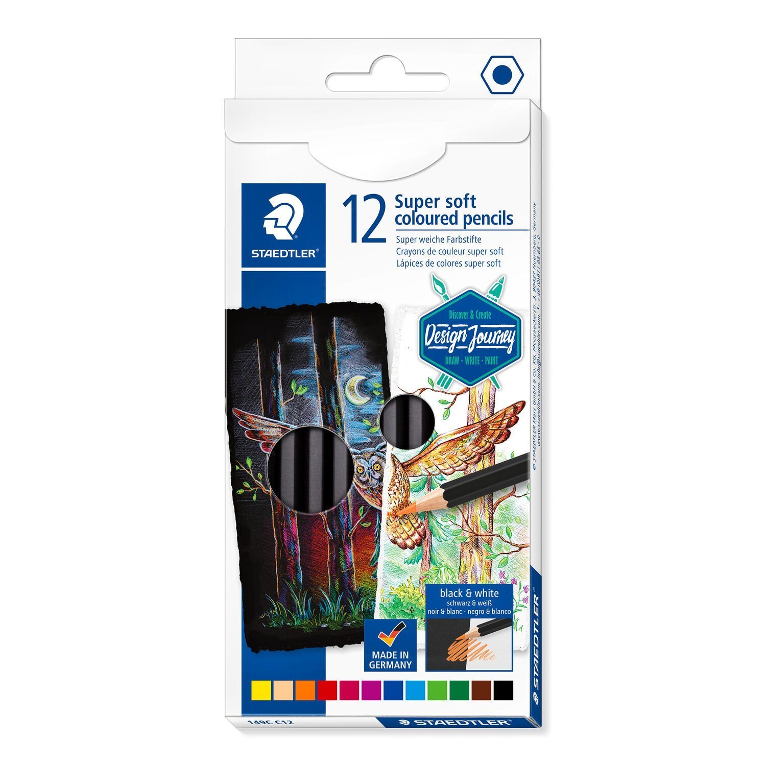 STAEDTLER® 149C - Super soft coloured pencil Cardboard box containing 12 coloured pencils in assorted colours